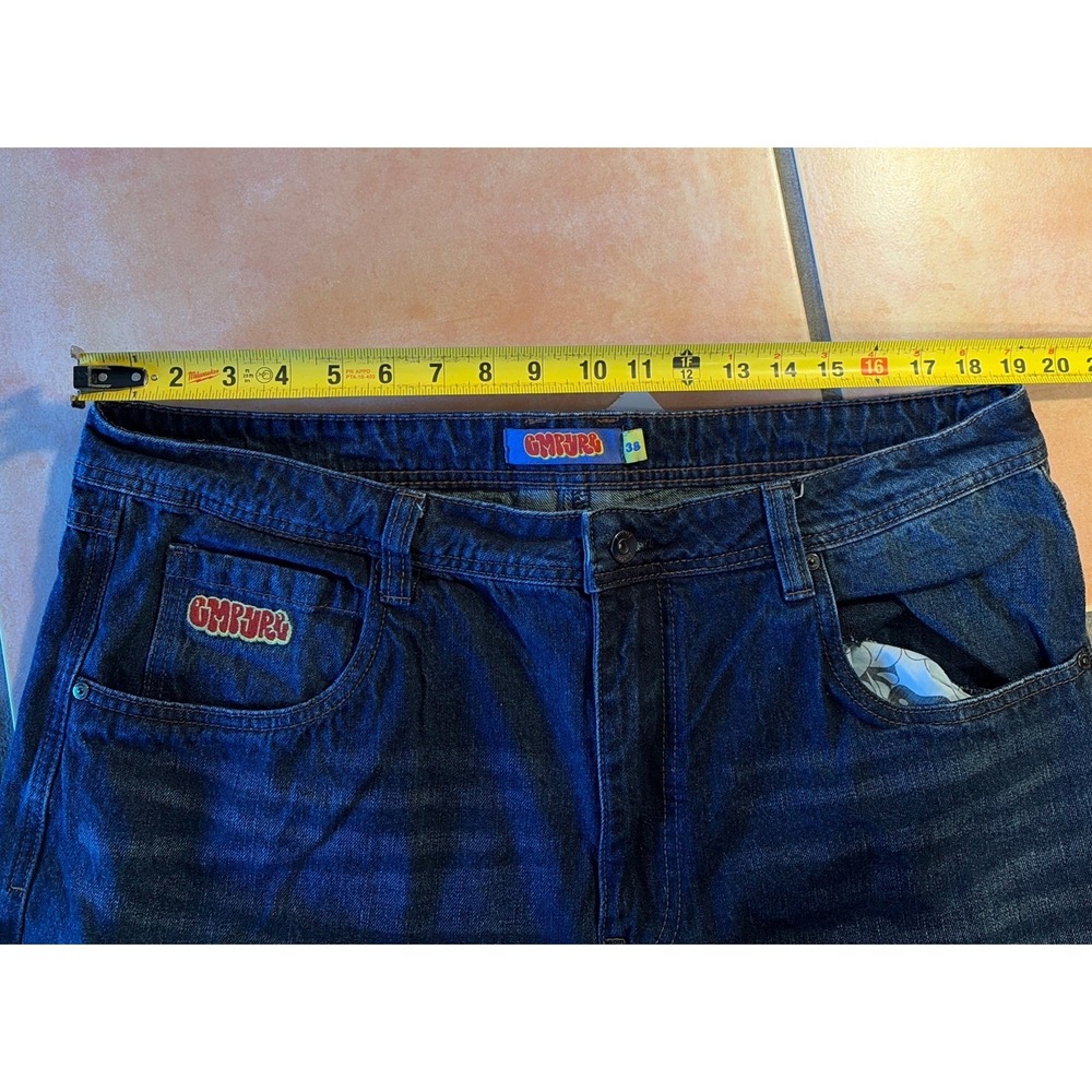 Empyre Vintage Baggy Denim Jeans Graffiti Cat Design Size 38x32 - Picture 10 of 16
